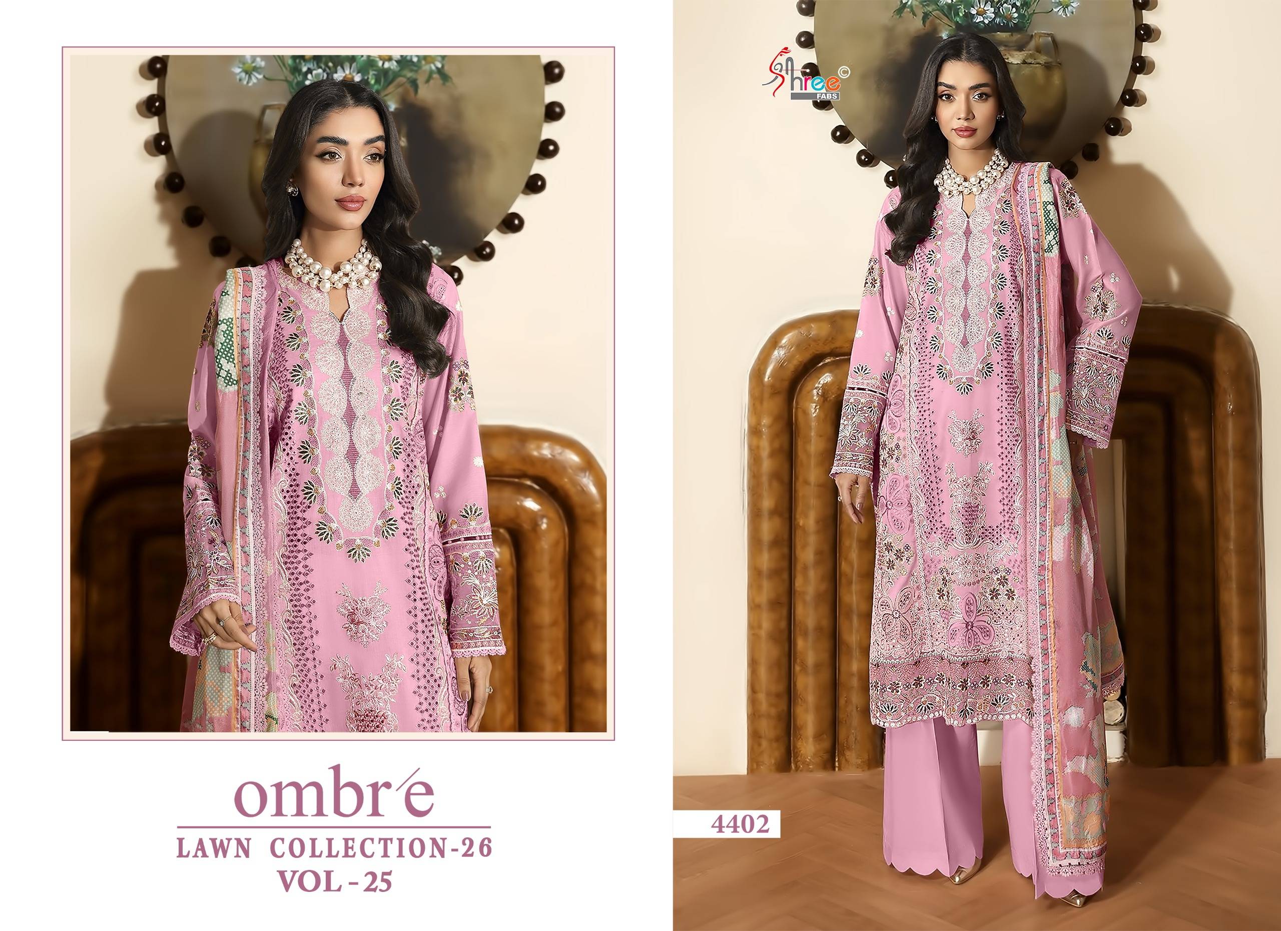 OMBRE LAWN COLLECTION VOL-25 By Shree fabs 4401 To 4406 Series Designer Pakistani Suits Beautiful Fancy Stylish Colorful Party Wear & Occasional Wear Pure Cotton Print With Embroidery Dresses At Wholesale Price